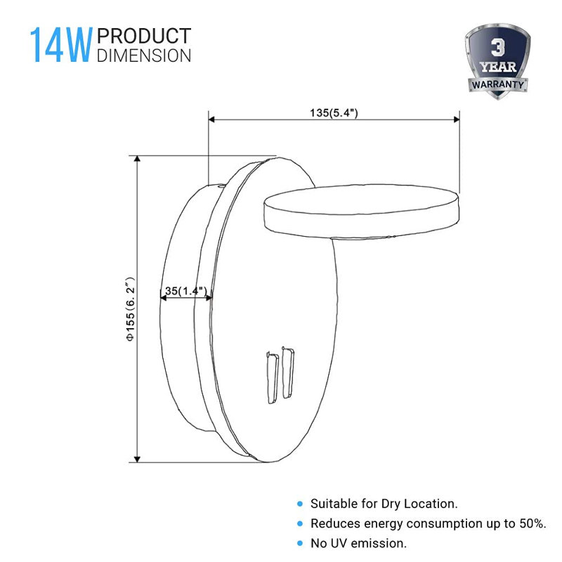 14W LED Wall Sconce Lighting Fixture, Sand White