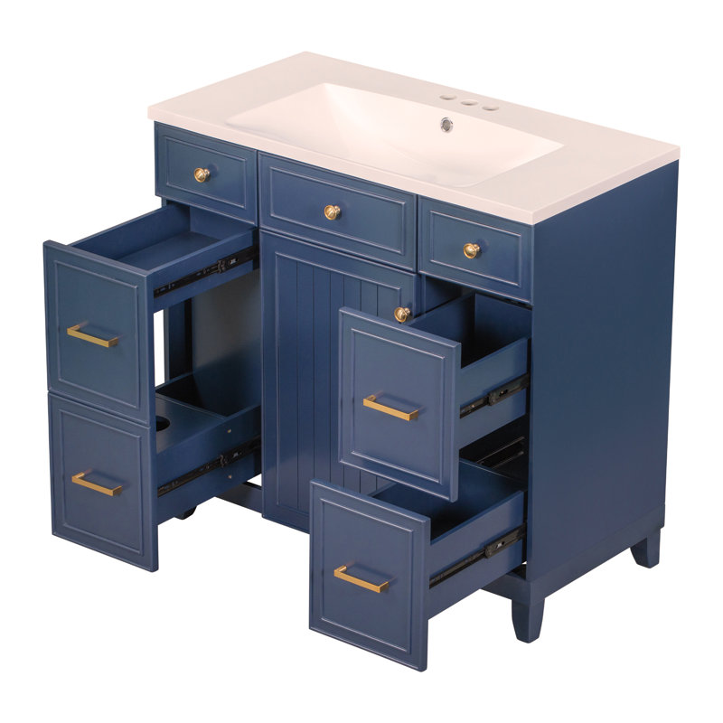 Ensemble de meuble-lavabo avec lavabo 36 po, lavabo simple, meuble-lavabo avec porte à fermeture douce et tiroir 36 po
