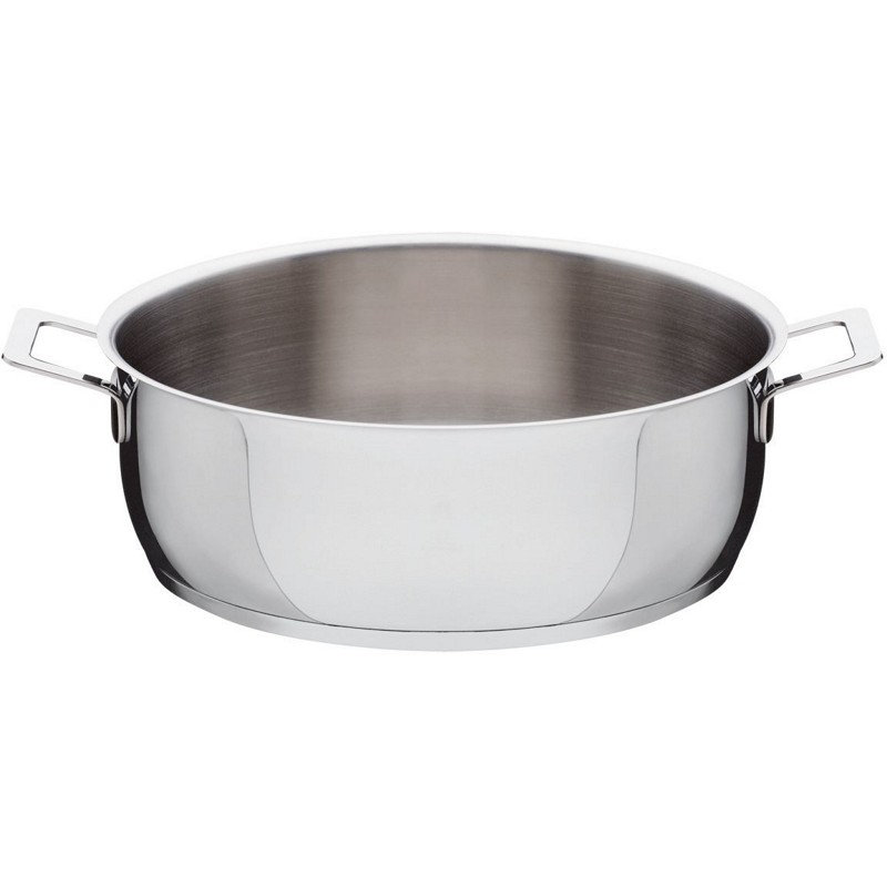 Alessi Pots&Pans Stainless Steel Round, 10cm H x 28cm diameter