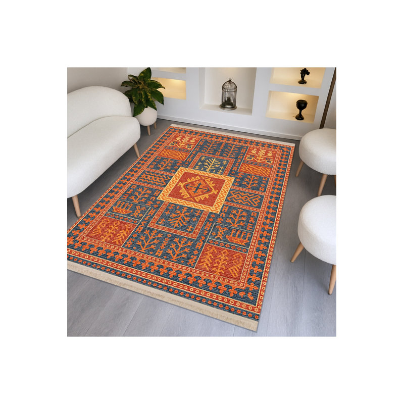 Tapis tissé orange Mosso, 4'7" x 6'7"