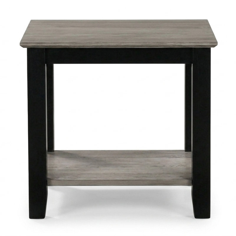 Brex 22 po Table de bout carrée en bois grise / noire avec tablette ouverte