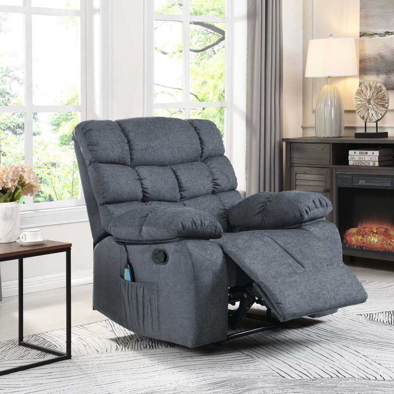 Modern Massage Recliner, Charcoal Fabric