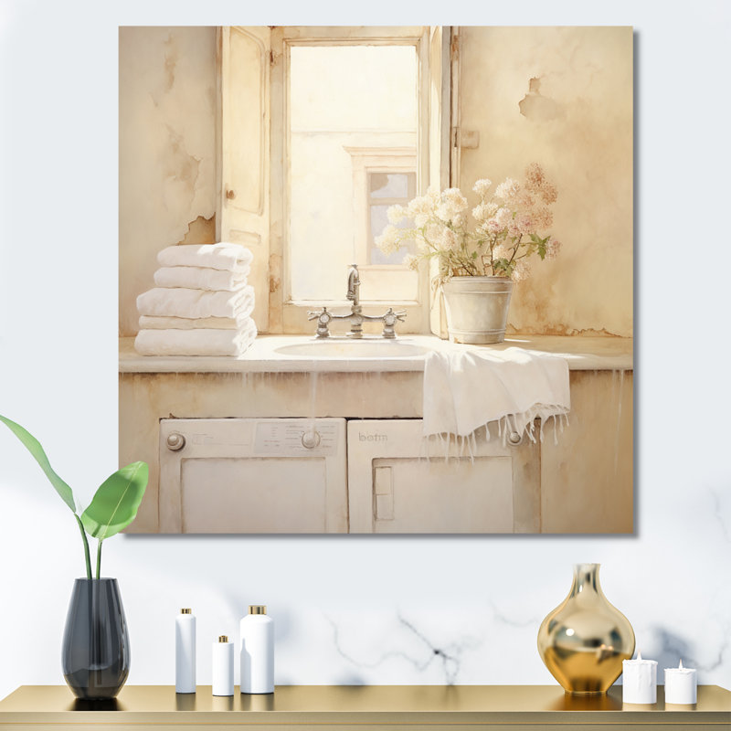 " Farmhouse Laundry Charm V ", 16" H x 16" W x 1" D, Wrapped Canvas