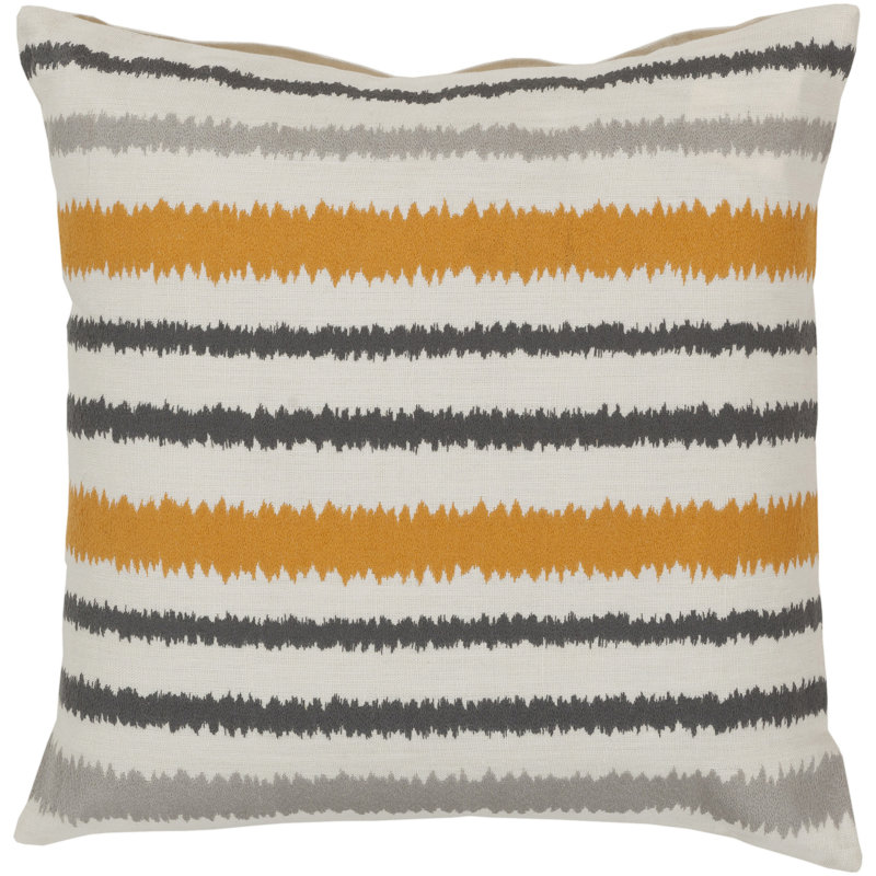 Ikat Striped Linen Throw Pillow, 22" x 22", Gray