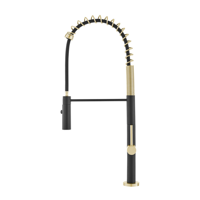 Chalet Single Handle, Pull-Down Kitchen Faucet, Brushed Gold/Black