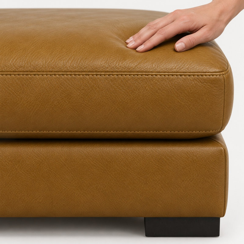 Citation Heirloom Quality Ottoman in Buttery Soft 100% Top Grain Leather, Made to Order, Mars Tan