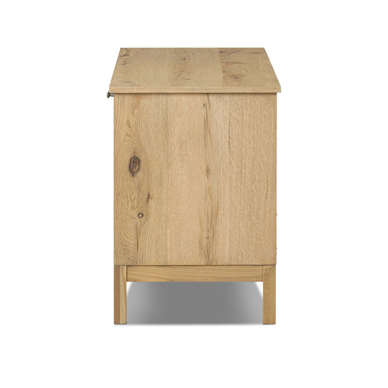 Alessio Media Console-Aged Natural Oak, Aged Natural Oak