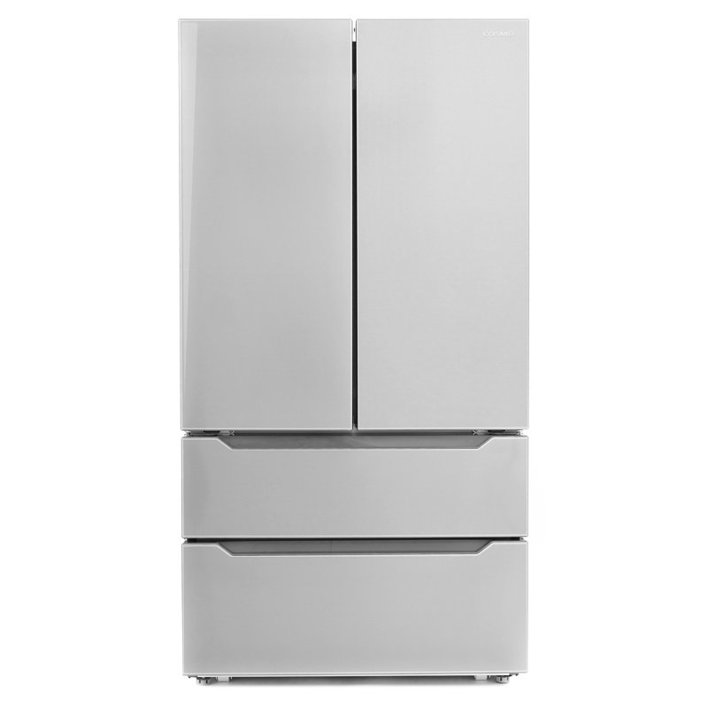 Cosmo 36 in. Lumin Collection 22.5 cu. ft. Counter Depth French Door Refrigerator with Recessed Handles in Stainless Steel