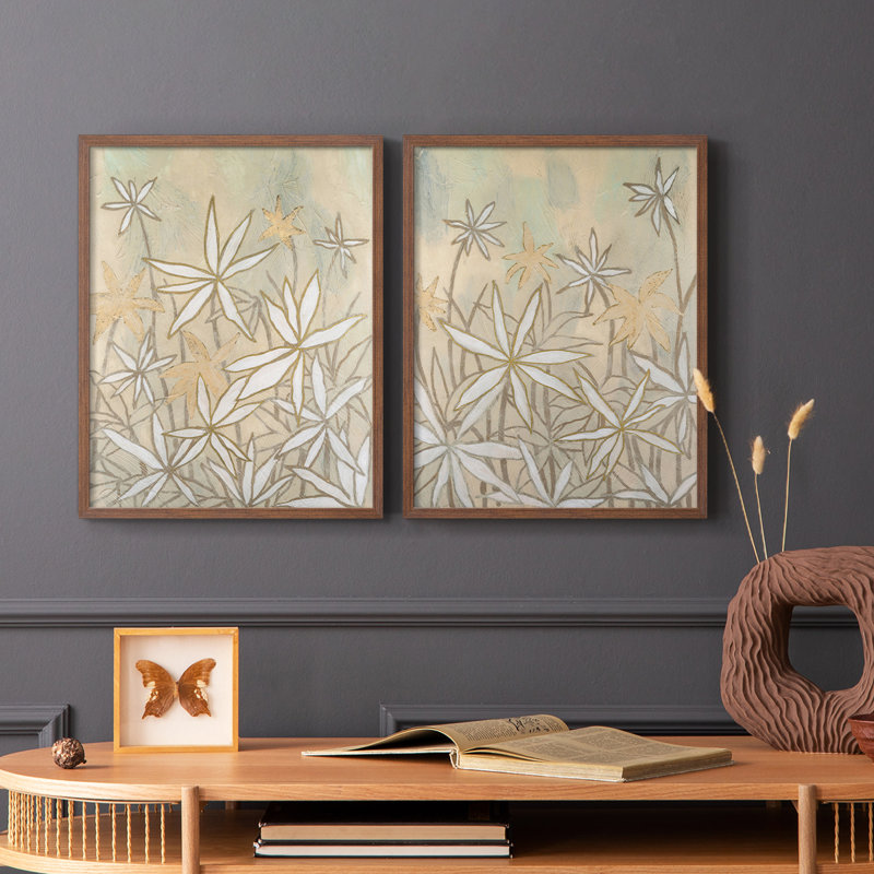 Impression encadrée Starburst Bloom I-Premium embelli - prête à être accrochée, Noyer, H 21 po x l 34 po