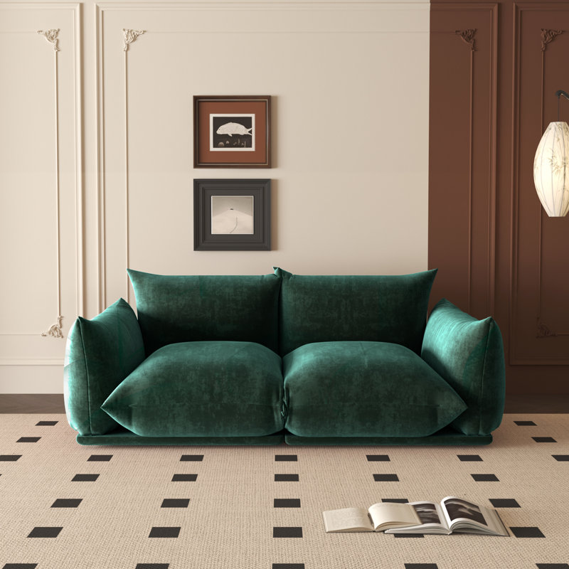 Causeuse modulaire en tissu 2 places Minarik, Chenille verte