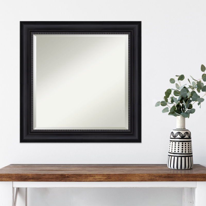 Eivin Flat Wall Mirror, Black, 25" x 25"