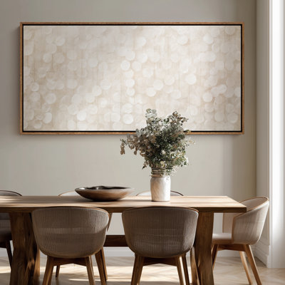 Extra Large Soft Ivory Abstract Circle Pattern Design Print Wall Art