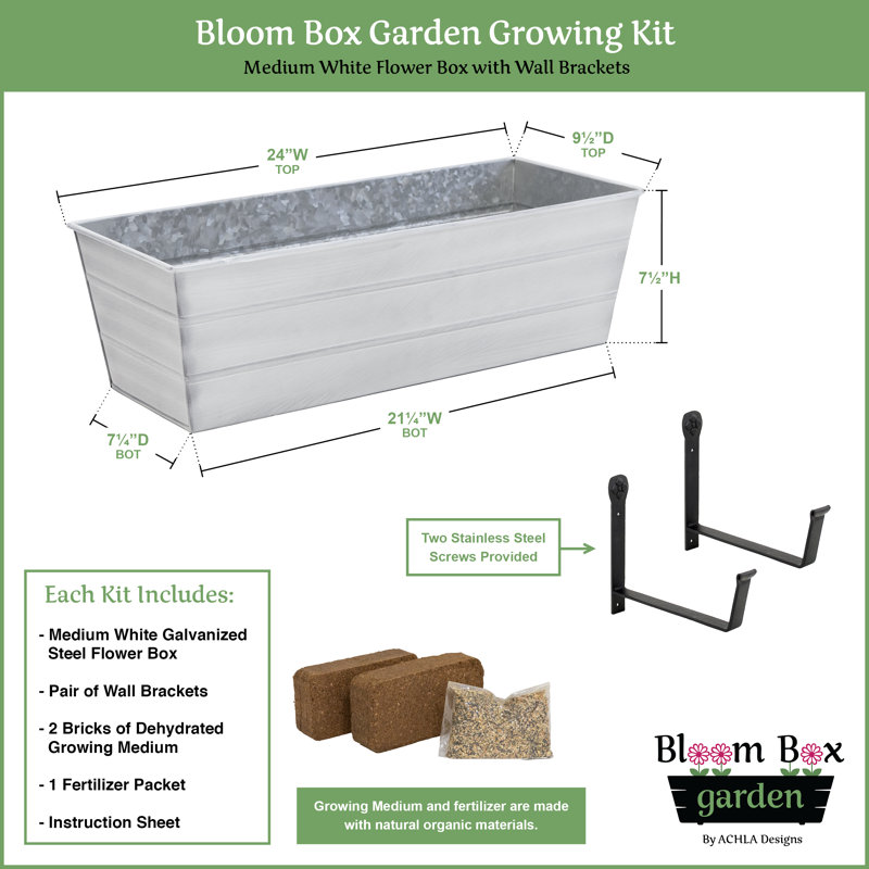 Metal Window Box Planter, Cape Cod White