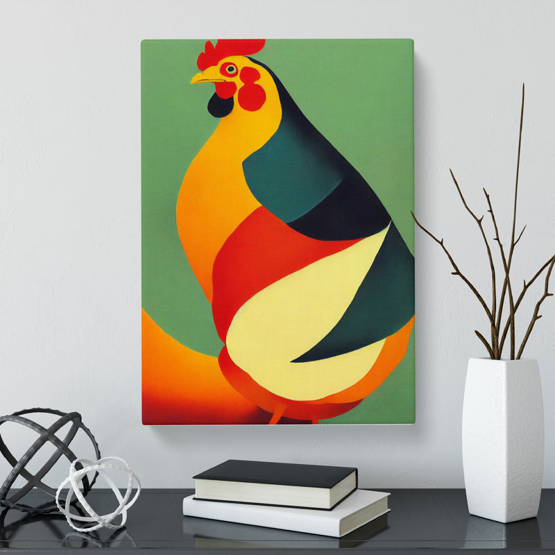 Chicken Retro - Wrapped Canvas, 60cm H x 40cm W x 3cm D