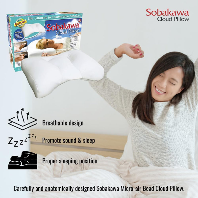 Coussin Sobakawa Cloud Micro-Bead, 18,5 po x 12,6 po, blanc