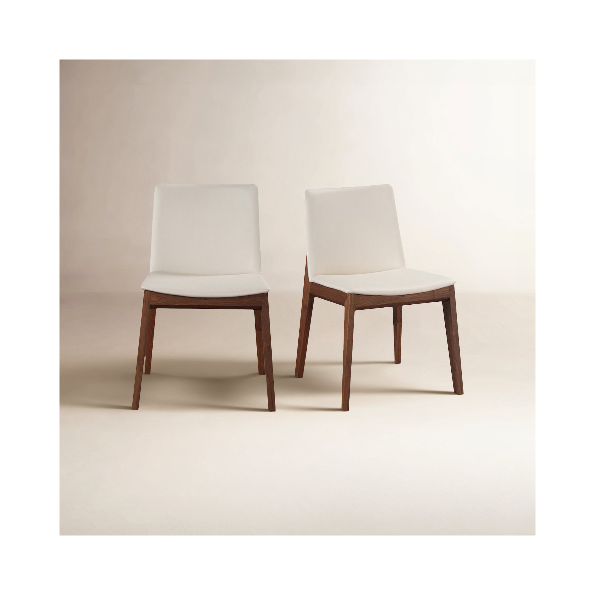 Anrey Vegan Leather Dining Chair, Cream Faux Leather, Brown