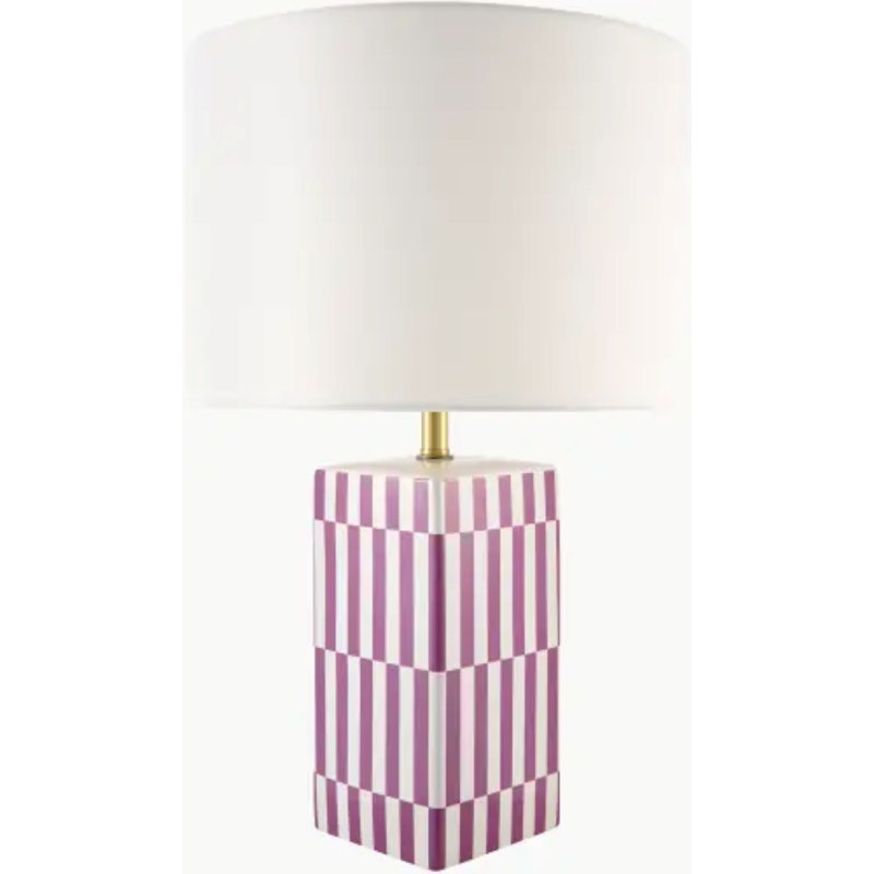 Lampe de table Evert, Mauve, Blanc, Rotin