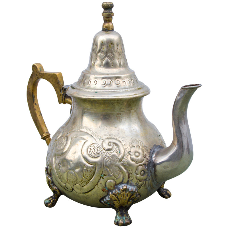 Antique Brass Teapot with Engravings