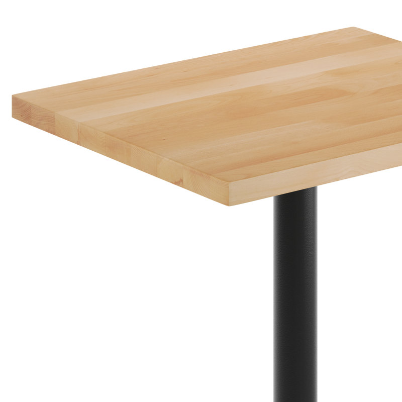 Plateau de table rectangulaire en bois massif avec base en X, Bois naturel, H 29,5 po x L 30 po x l 24 po, Noir