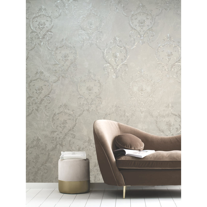 Zara 10.05m x 53cm Textured Glitter Wallpaper Roll, Pearl