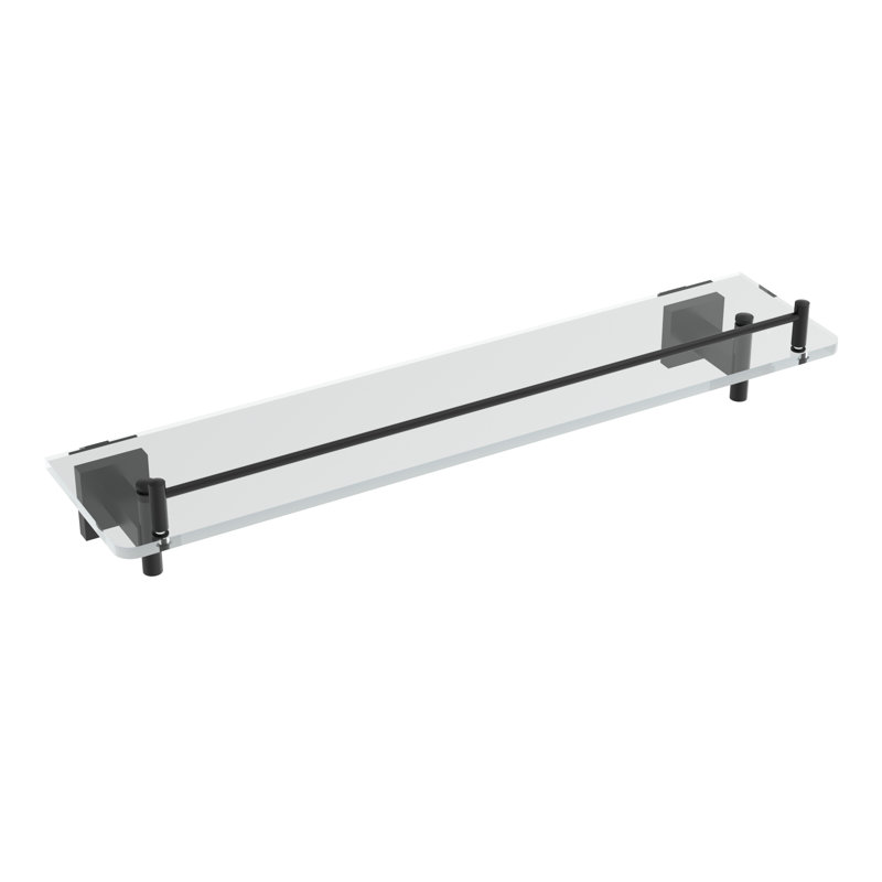 Heat Wall-Mounted Glass Shelf - Matte Black, Premium Brass Construction, Installation Hardware Included, Matte Black