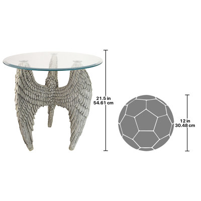 Angel Wings 21.5'' Tall Glass End Table