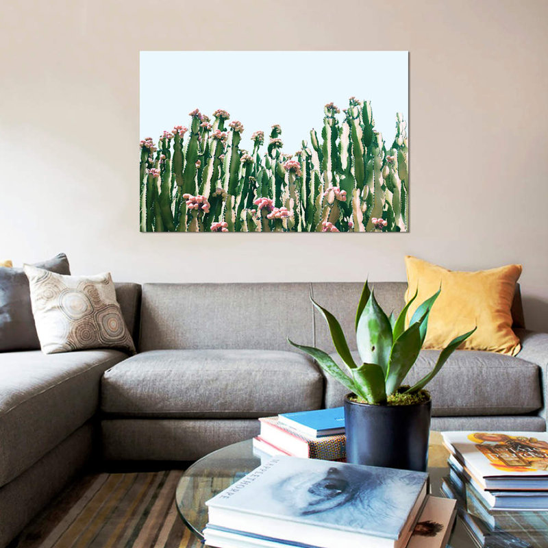 " Cactus Blush ", 40" H x 60" W x 1.5" D, Wrapped Canvas, No Mat