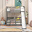 Lit superposé simple avec glissade, lit simple superposé simple avec clôture et échelle pour enfants adolescents gris-1329358436
