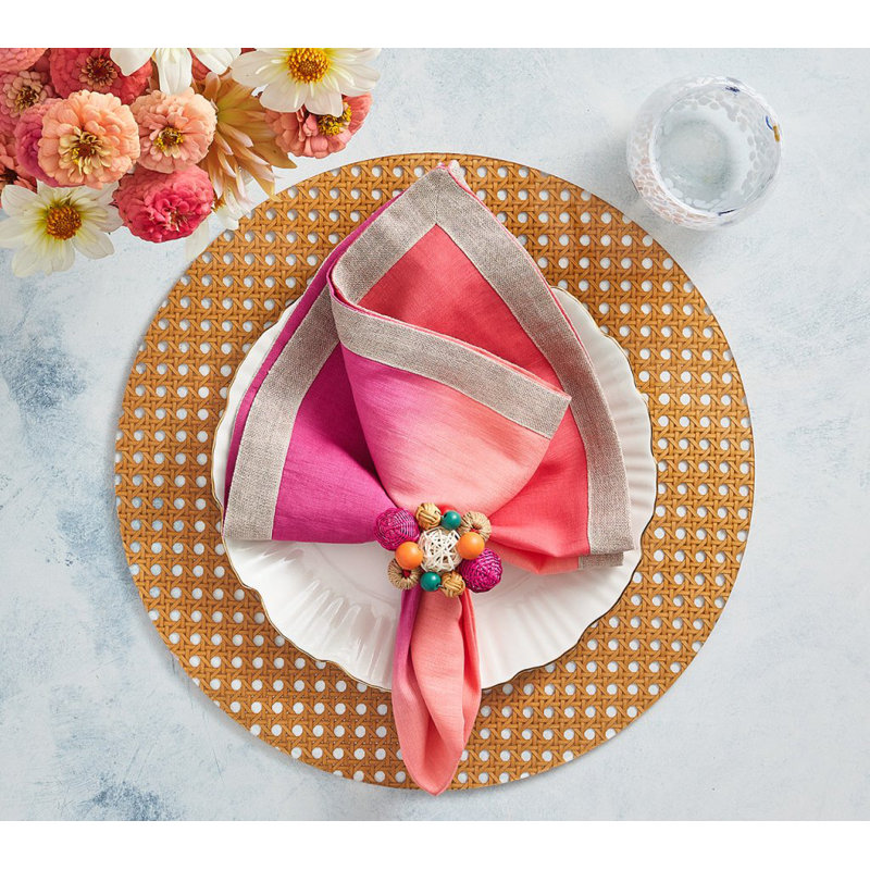 Dip Dye Linen Napkin, Fuchsia/Orange