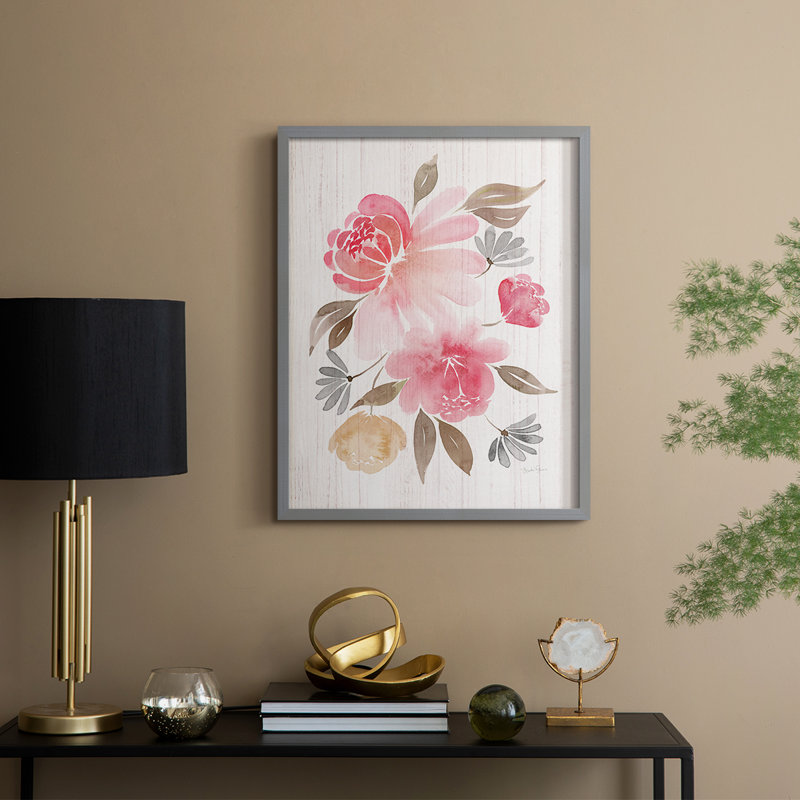 «Loose Peony II», reproduction encadrée - bois massif, H 11 po x l 9 po, Gris