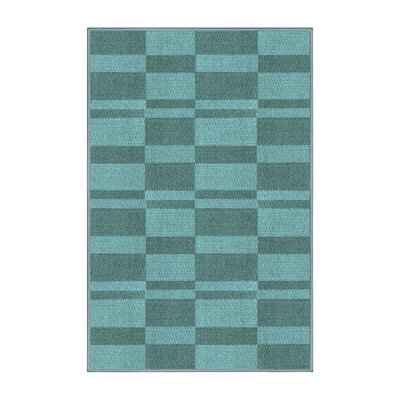 Tapis bleu-aire en laine géométrique Hannah