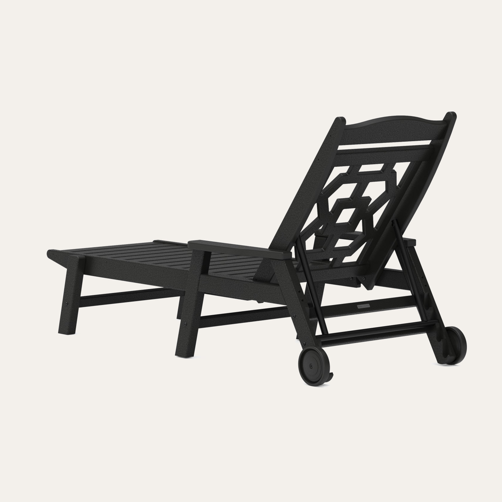 POLYWOOD® Chinoiserie 27" Patio Chaise Lounge, Black