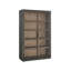Mist Display Cabinet 50" Wide Tall Elegant Mist Oak Finish Smoked Gold Metal Doors-1644656324