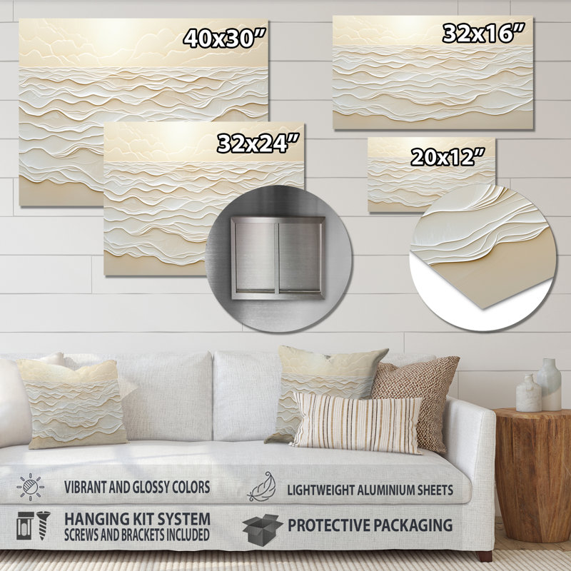 Seaside Dawn I - art mural en métal bord de mer, reproduction métallique nautique, 34" H x 44" W x 0.84" D