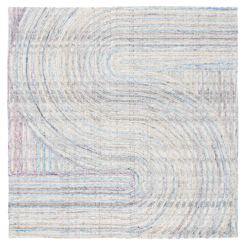 Stalter Hand Tufted Performance Abstract Rug, Square 6'