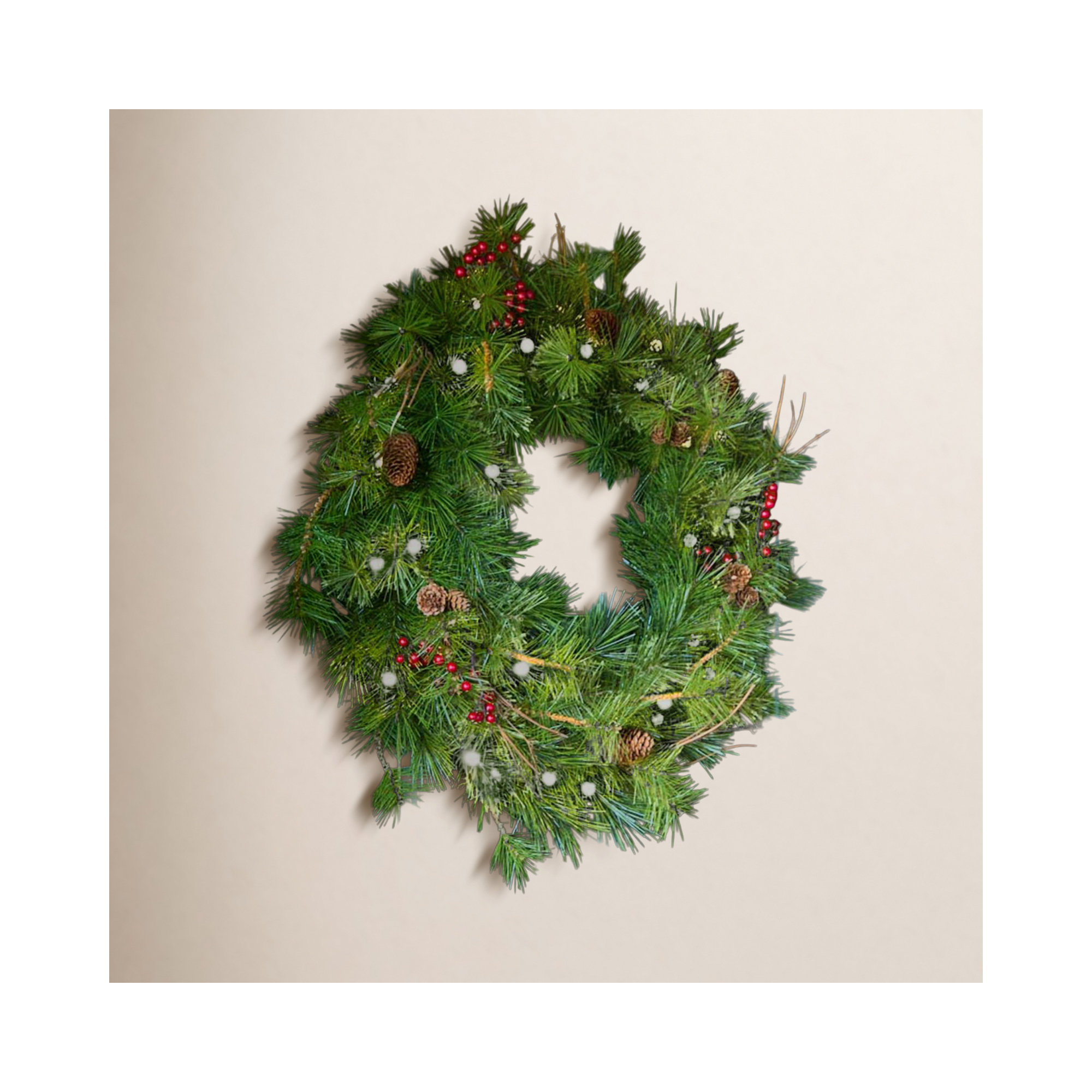 Faux Pine Lighted Wreath, 30"