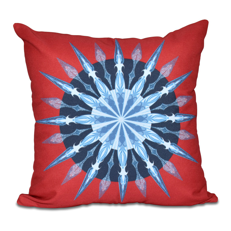 Coussin décoratif à imprimé géométrique de roue de mer, H 20 po x l 20 po, Rouge