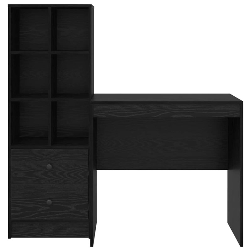 Desk With Storage With Drawer 2 Pcs 80 X 50 X 76 Cm, Black Oak