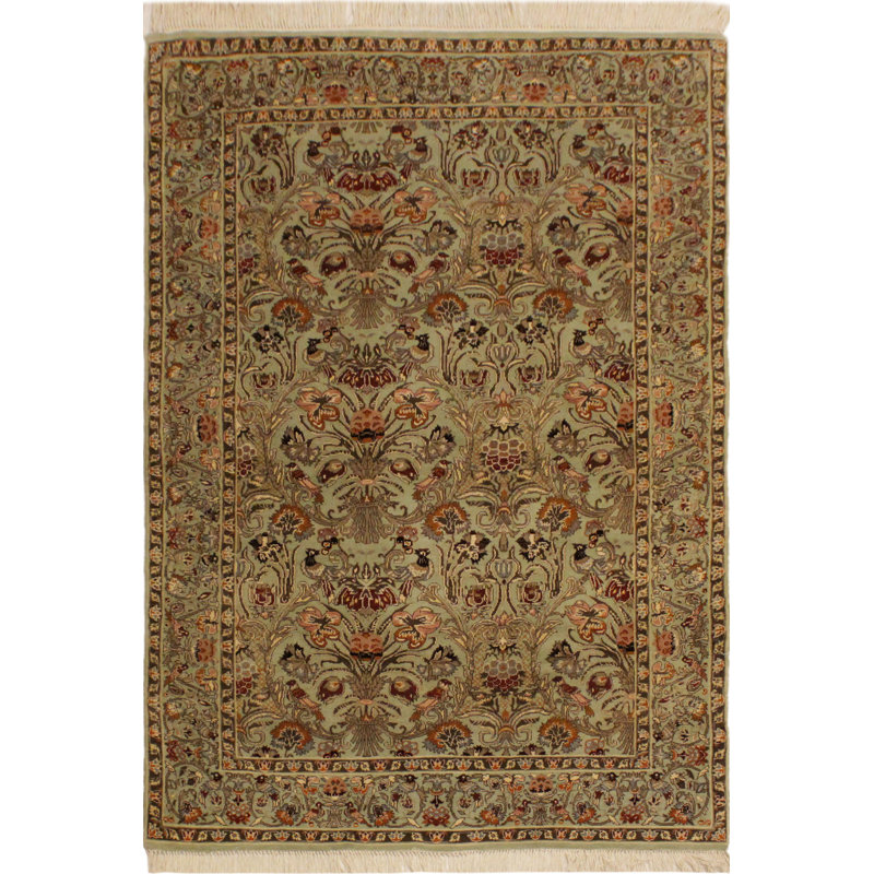 Tapis brun oriental en laine noué à la main 4 pi x 6 pi 1 po Oriental