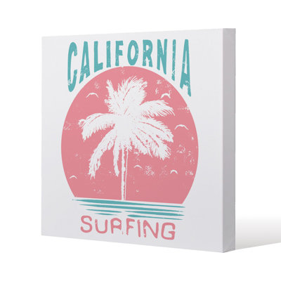 California Surfing Slim Style Canvas Print, 15mm Slim Real wood.