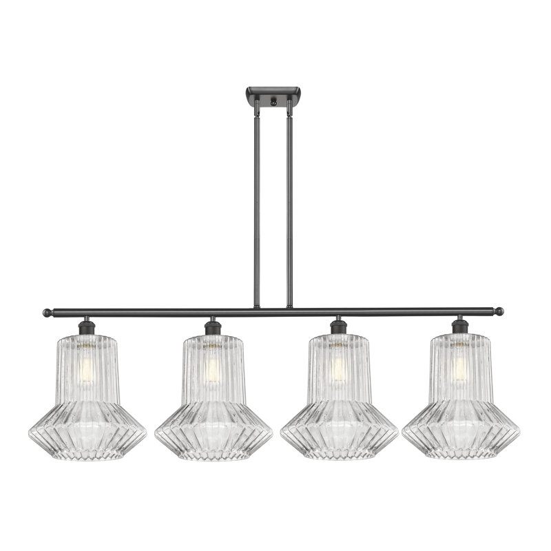 Perri 4 - Light Kitchen Island Pendant, Oil Rubbed Bronze, 6 Watt Vinage LED Bulb