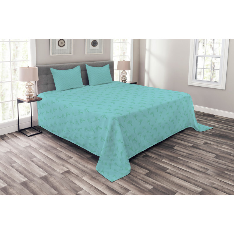 Abrian Teal Microfibre Bedspread Set, 220 x 264 cm