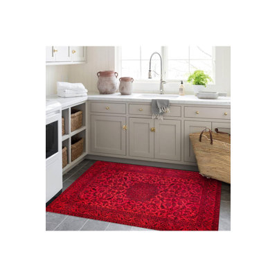 Tapis rouge lavable à la machine