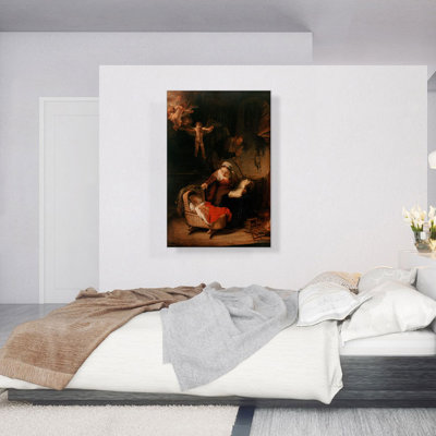 La Sainte Famille avec les anges 1645 par Rembrandt van Rijn, reproduction d'art sur toile tendue