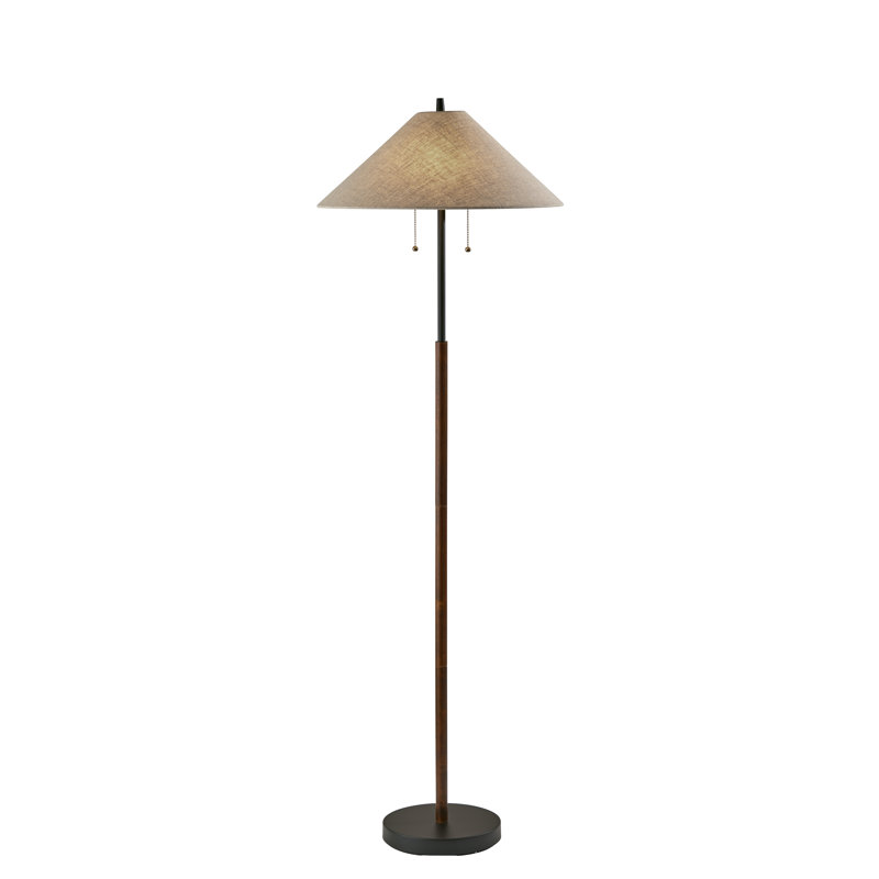 Lampe sur pied 62 po Florina, Noyer / noir, Brun pâle