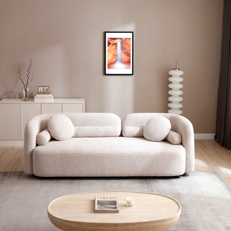 2 + 2 + 1, canapé moderne et luxueux pour le salon, canapé rembourré en molleton beige pour bureau à domicile, beige clair