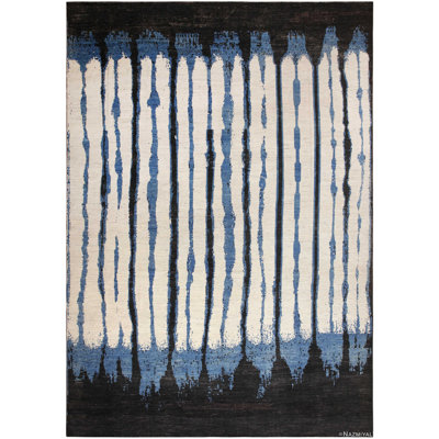 Tapis contemporain audacieux à motif abstrait de conception unique