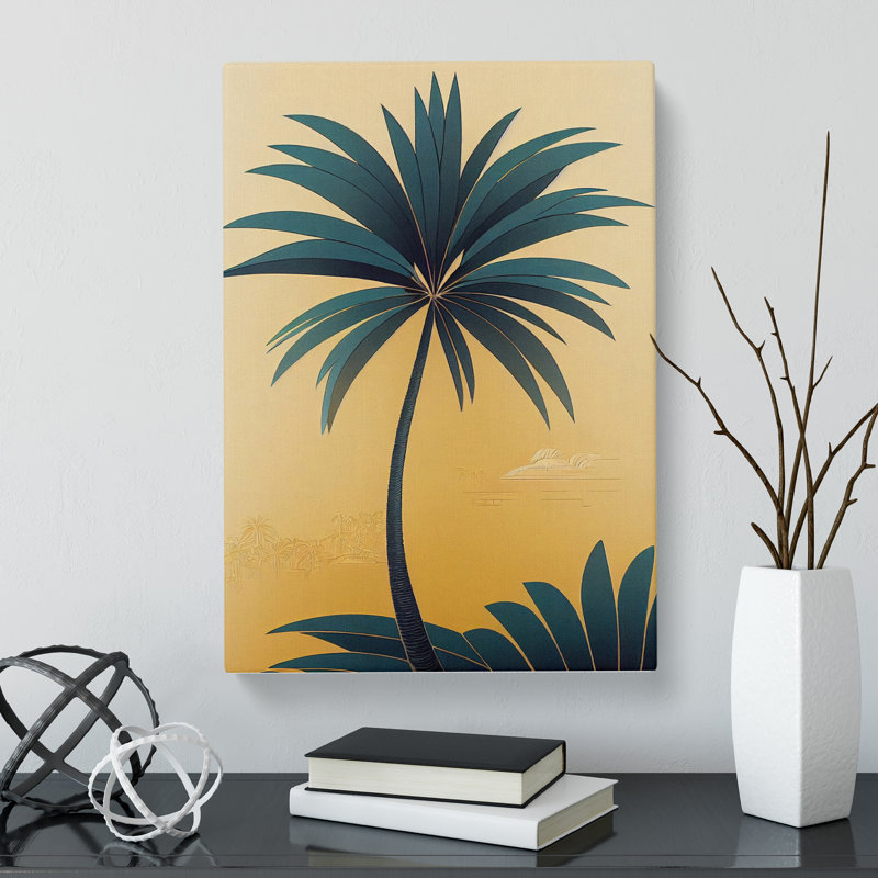 Palm Tree Deco Style - Wrapped Canvas, 50cm H x 35cm W x 3cm D