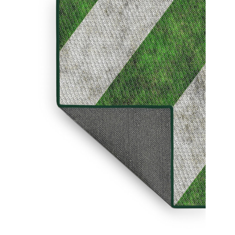 Tissé à la machine en laine et polyester gris/vert Tapis décoratif, Rectangle 5 pi x 7 pi