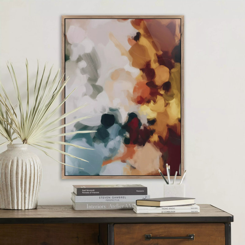 Ember Painting by Patricia Vargas, 40" H x 30" W, Rustic Walnut Framed